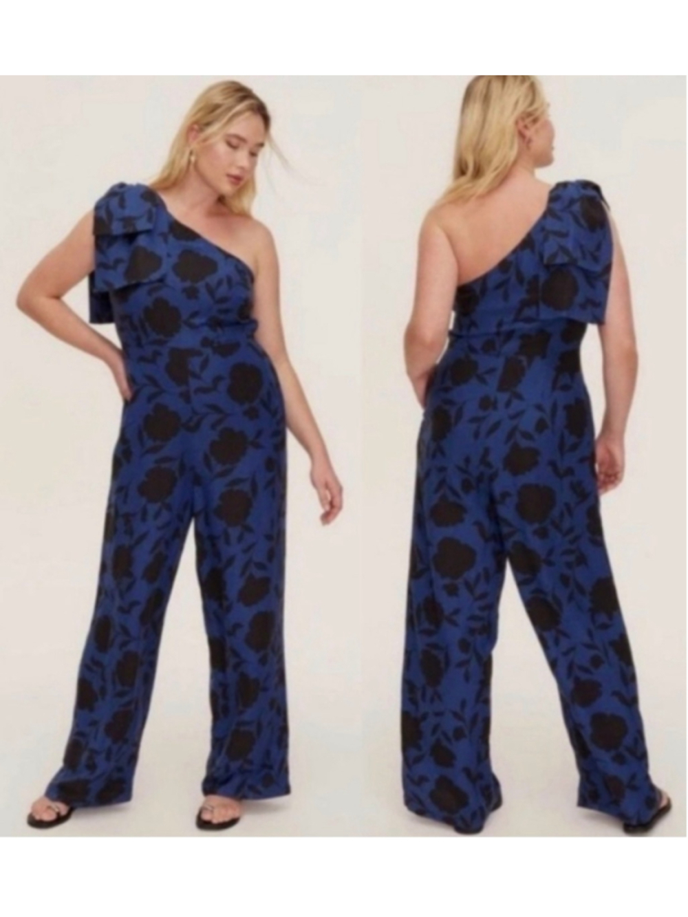 Kate Spade x Target NWT linen blend One-Shoulder Floral Jumpsuit sz 0